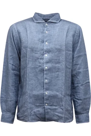 Gran Sasso Heren, Overhemden, Blauw, Maat: XL Linnen