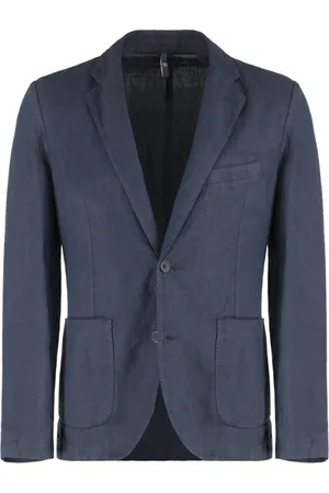 120% Lino Heren, Jassen, Blauw, Maat: L Linnen