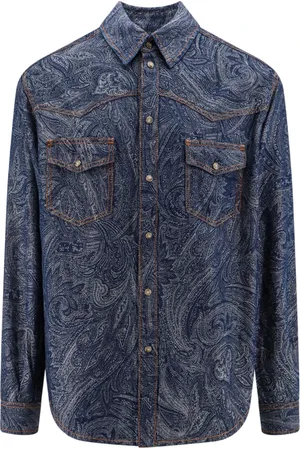 Etro Heren, Overhemden, Blauw, Maat: S Katoen