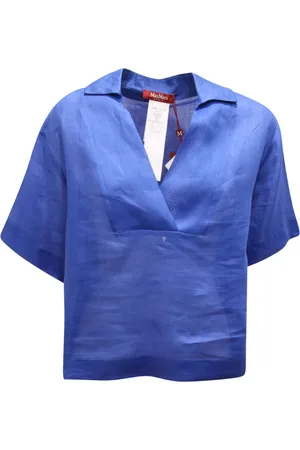 Max Mara Dames, Blouses & Shirts, Blauw, Maat: S Linnen
