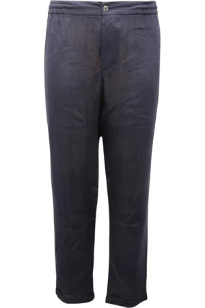 ALPHA STUDIO Heren, Broeken, Blauw, Maat: XL Linnen