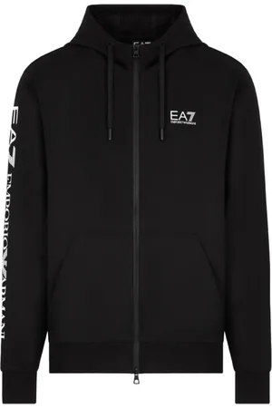EA7 Heren, Sweatshirts & Hoodies, Zwart, Maat: XL Katoen