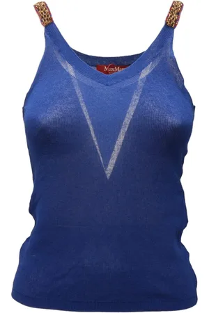Max Mara Dames, Tops, Blauw, Maat: S Katoen