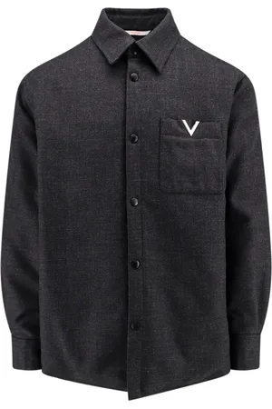 VALENTINO Heren, Overhemden, Grijs, Maat: M Wol