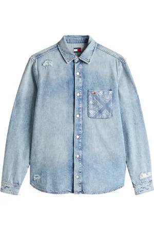 Tommy Hilfiger Heren, Overhemden, Blauw, Maat: M Denim