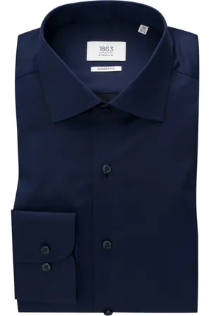 ETERNA Heren, Overhemden, Blauw, Maat: XL Katoen