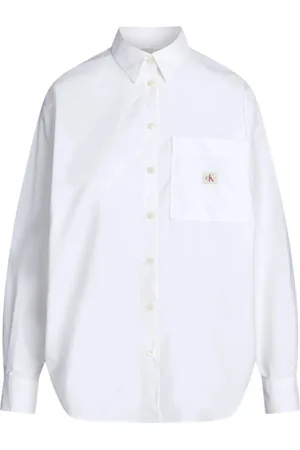 Calvin Klein Dames, Blouses & Shirts, Wit, Maat: M Katoen