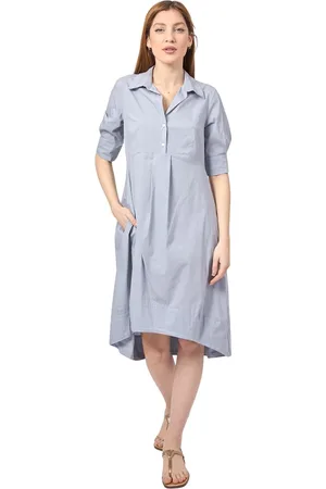 Alessia Santi Dames, Jurken, Blauw, Maat: M Katoen