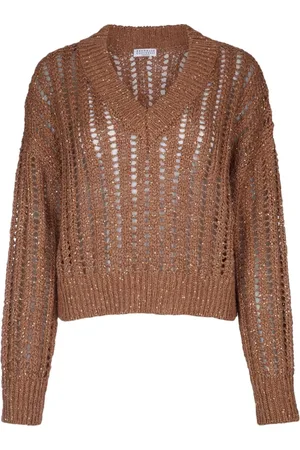 Brunello Cucinelli Dames, Truien, Bruin, Maat: S