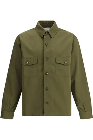 Saint Laurent Heren, Overhemden, Groen, Maat: M Katoen