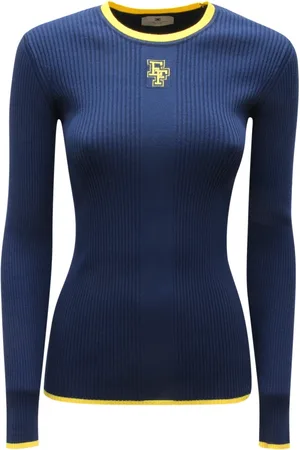 Elisabetta Franchi Dames, Truien, Blauw, Maat: XS Viscose