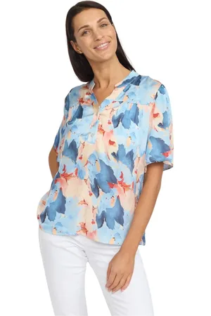 2-Biz Dames, Blouses & Shirts, Blauw, Maat: S Nylon