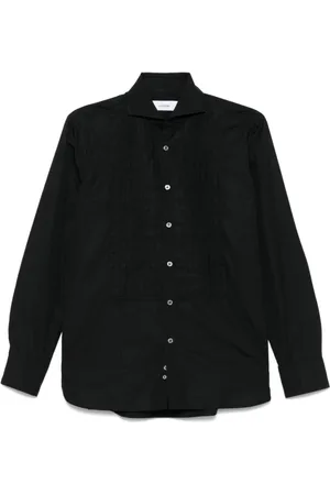 LARDINI Heren, Overhemden, Zwart, Maat: 2XS Katoen