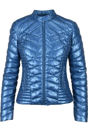 Guess Dames, Jassen, Blauw, Maat: XS Leer
