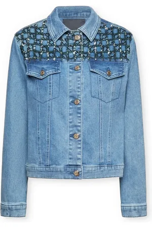 Elena Miro Dames, Jassen, Blauw, Maat: 6XL Denim