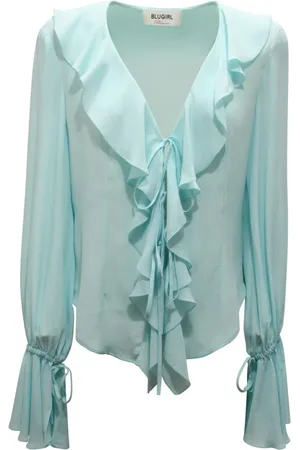 BLUMARINE Dames, Blouses & Shirts, Blauw, Maat: M Zijde
