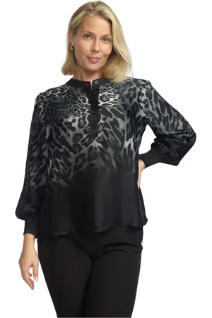 2-Biz Dames, Blouses & Shirts, Grijs, Maat: 2XL Katoen