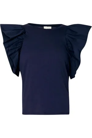 Liu Jo Dames, Tops, Blauw, Maat: XL Katoen