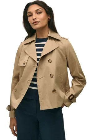 Brooks Brothers Dames, Mantels, Bruin, Maat: L Katoen