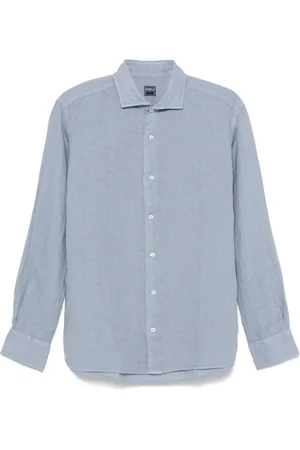 FEDELI Heren, Overhemden, Blauw, Maat: 3XL Linnen