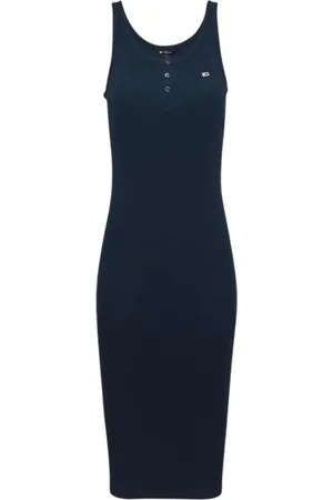 Tommy Hilfiger Dames, Jurken, Blauw, Maat: S Katoen