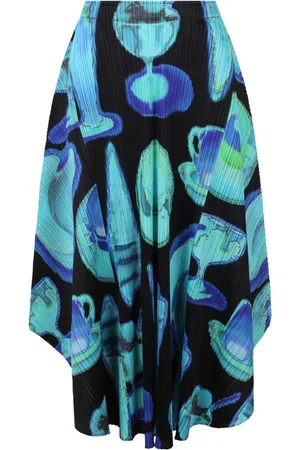 Issey Miyake Dames, Rokken, Blauw, Maat: L Poliester