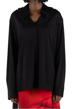 Jil Sander Dames, Blouses & Shirts, Zwart, Maat: S Viscose