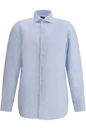 Finamore Heren, Overhemden, Blauw, Maat: 4XL Linnen