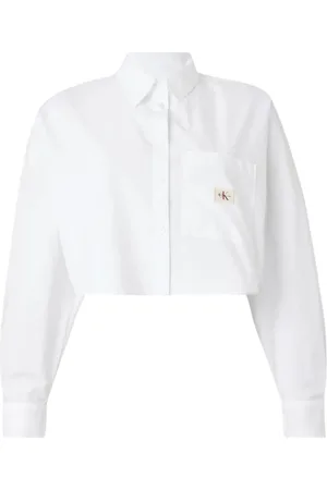 Calvin Klein Dames, Blouses & Shirts, Wit, Maat: L Katoen