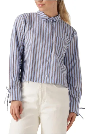 Modstrom Dames, Blouses & Shirts, Blauw, Maat: L Linnen