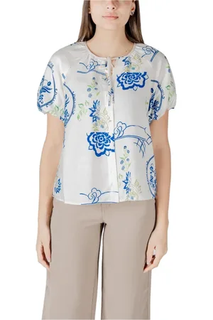 Ichi Dames, Blouses & Shirts, Wit, Maat: XS Linnen