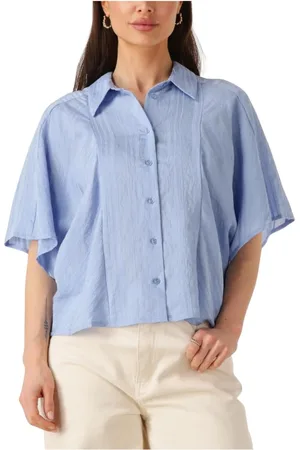ANOTHER LABEL Dames, Blouses & Shirts, Blauw, Maat: XS Linnen