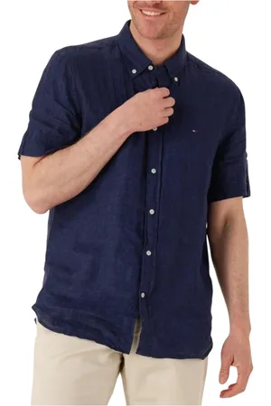Tommy Hilfiger Heren, Overhemden, Blauw, Maat: XL Linnen