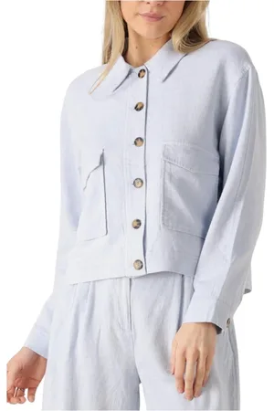 Moss Copenhagen Dames, Jassen, Blauw, Maat: M Linnen