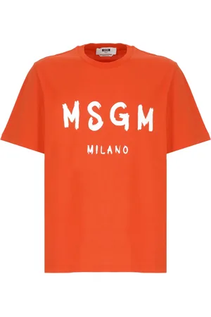 Msgm Heren, Tops, Oranje, Maat: M Katoen