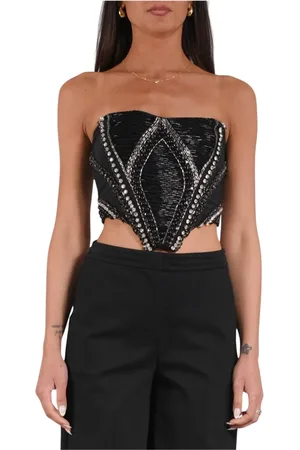 Patrizia Pepe Dames, Tops, Zwart, Maat: S Polyamide