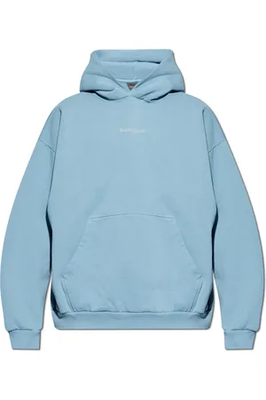 Balenciaga Heren, Sweatshirts & Hoodies, Blauw, Maat: XS Katoen