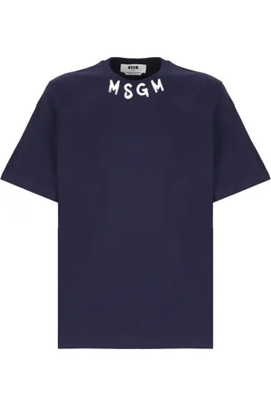 Msgm Heren, Tops, Blauw, Maat: M Katoen
