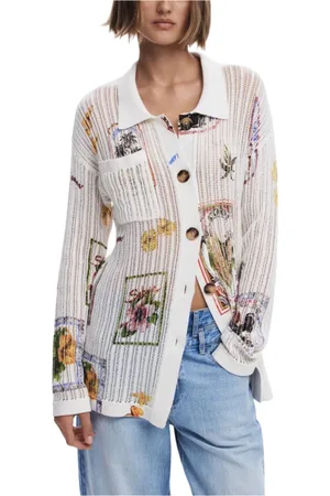 Desigual Dames, Truien, Wit, Maat: S Katoen