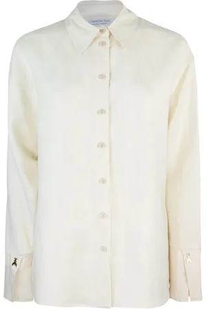 Patrizia Pepe Dames, Blouses & Shirts, Wit, Maat: S Linnen