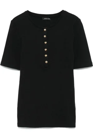 ANINE BING Dames, Tops, Zwart, Maat: S Katoen