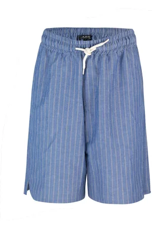 A.P.C. Heren, Korte broeken, Blauw, Maat: M Linnen