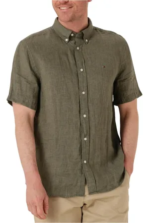 Tommy Hilfiger Heren, Overhemden, Groen, Maat: XL Linnen