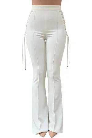 Elisabetta Franchi Dames, Broeken, Wit, Maat: S Poliester