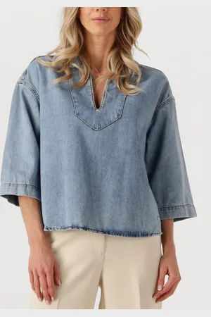 Mos Mosh Dames, Blouses & Shirts, Blauw, Maat: M Linnen