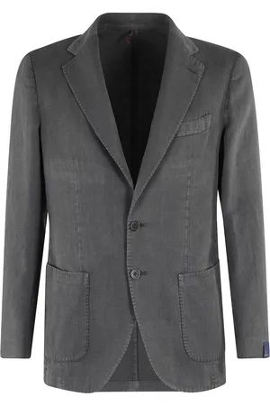 Biagio Santaniello Heren, Jassen, Grijs, Maat: 2XL Linnen