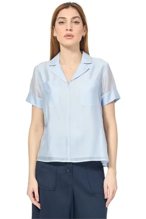 Alessia Santi Dames, Blouses & Shirts, Blauw, Maat: XS Katoen