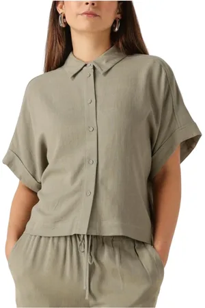 SELECTED Dames, Blouses & Shirts, Groen, Maat: L Linnen