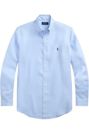 Ralph Lauren Heren, Overhemden, Blauw, Maat: M Linnen