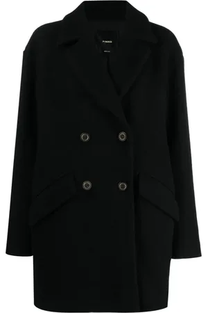 Pinko Dames, Mantels, Zwart, Maat: M Wol